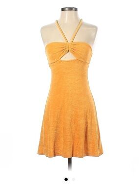 Orange terry cloth mini dress